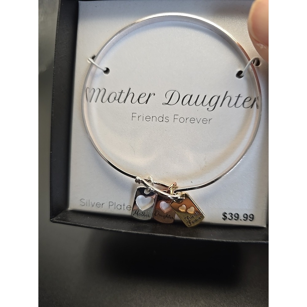 Mother Daughter Friends Forever Charm Bracelet Silver Plated